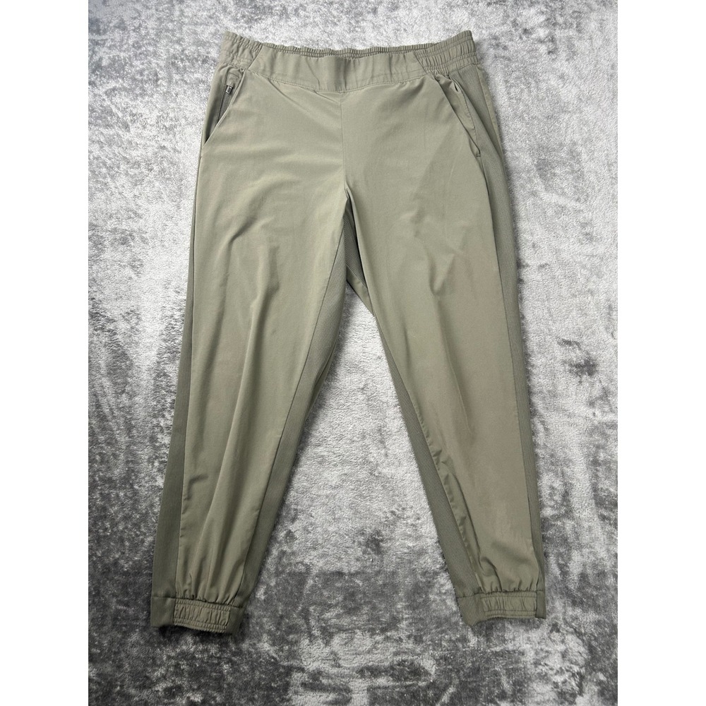 Athleta Brooklyn Jogger Pants Olive Green Size 12P Petite Ribbed Side Panels